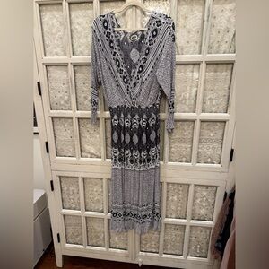 Freepeople plunge V neck bohemian chic maxi dress